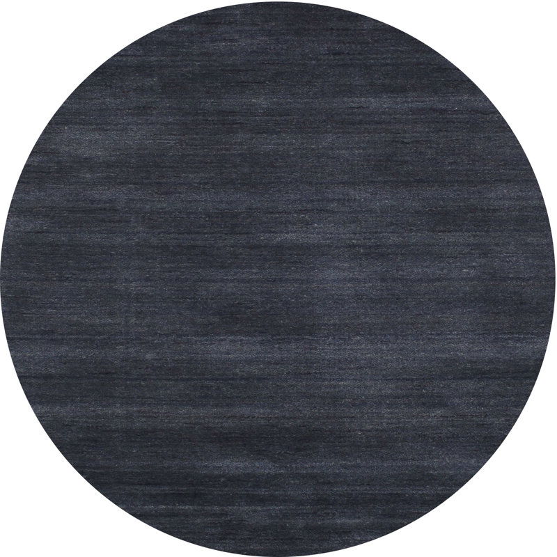 Tapis de zone noire contemporaine, Rond 6 pi