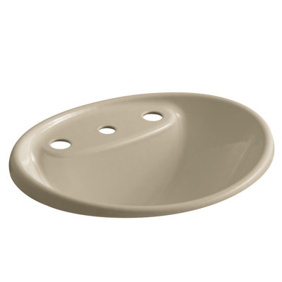 Lavabo de salle de bain ovale encastré en métal avec trop-plein Tides
