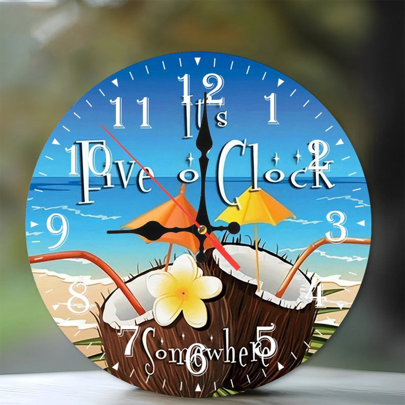 Horloge murale en bois 10 po, mouvement silencieux, à piles (piles AA non incluses), décor artistique, parfait pour les décorations