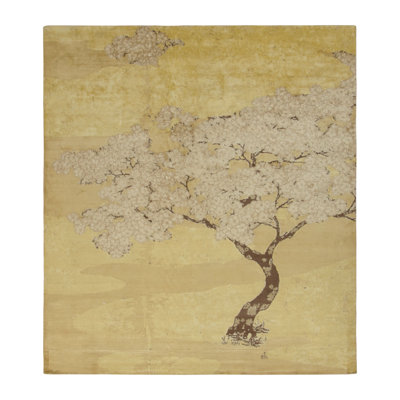 Rug & Kilim’S Chinese Art Deco-Inspired Rug, Gold With Serene Pictorial “Breeze”