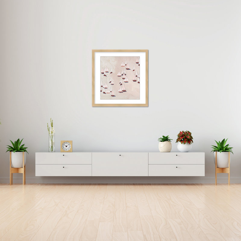 Coastal Retreat Modern Ensemble: Sailboat Odyssey, 48" H x 48" W, Wrapped Canvas, Gold