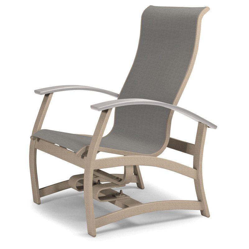 Askar Powder Coated Aluminum Outdoor Lounge Chair, White P50, Alloy Sunbrella®, Textured Desert