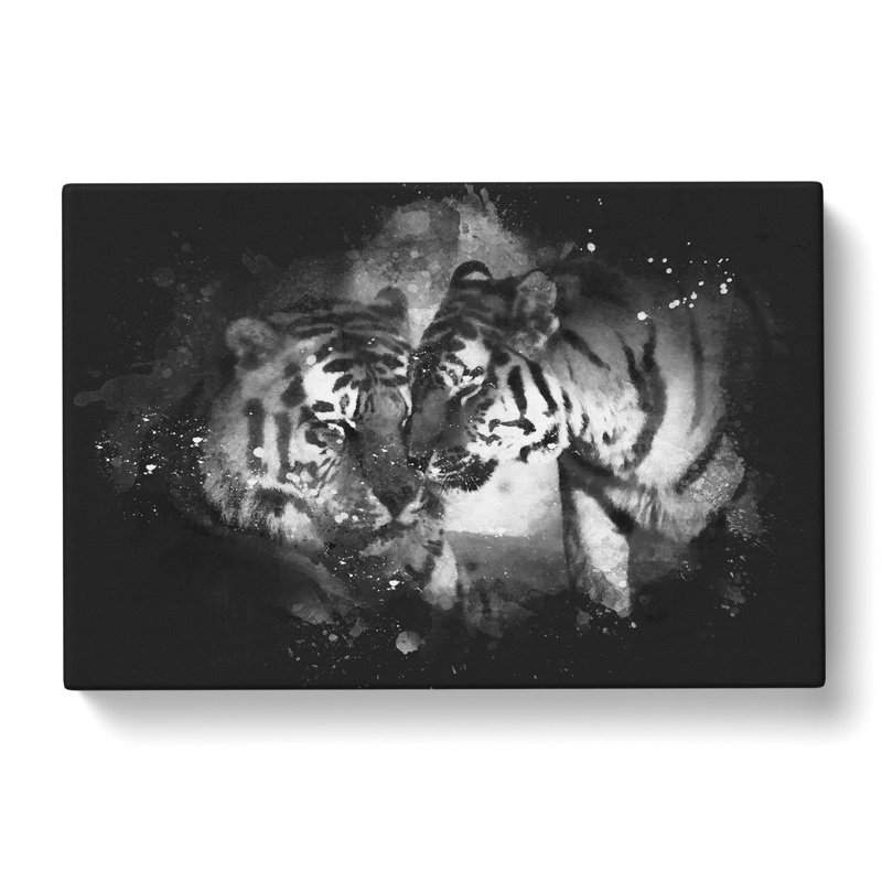 Two Snuggling Tigers - Wrapped Canvas Print, 60cm H x 91cm W x 4cm D