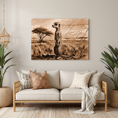 Faune sauvage suricate, art mural en métal beige