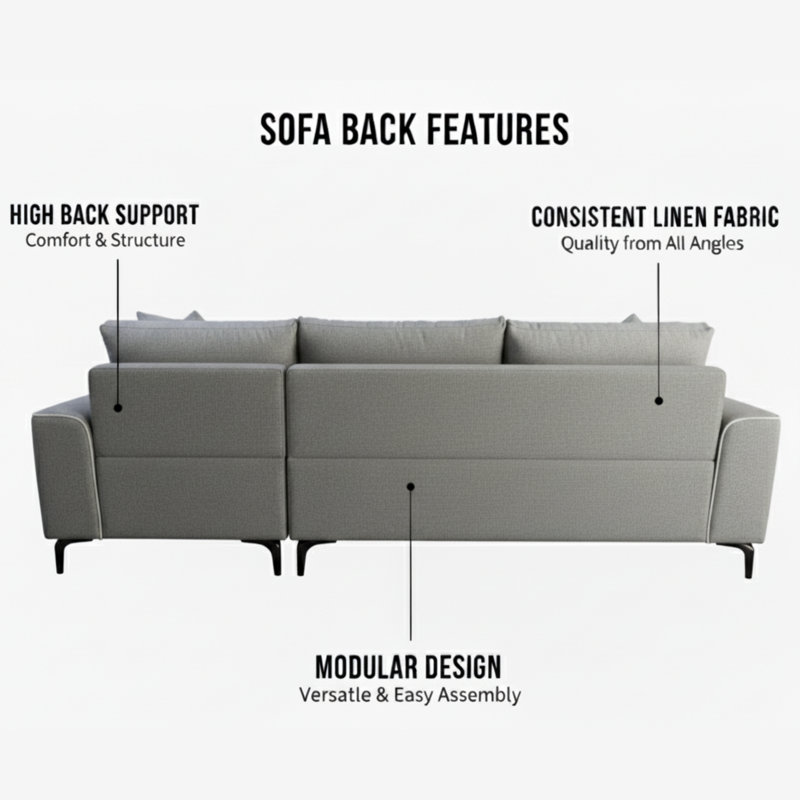 3 Seater Sofa Bed, Right Hand Facing, Grey