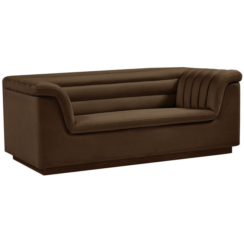 Hoskie 72'' Velvet Loveseat, Brown Velvet