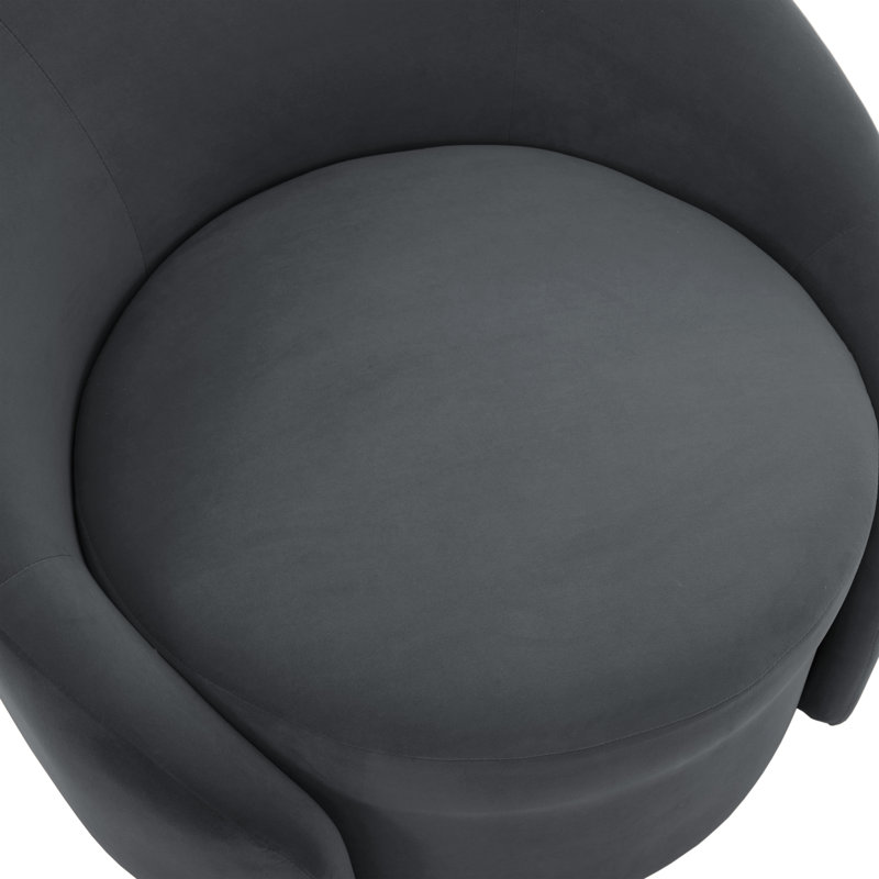 Fauteuil demi-tonneau pivotant rembourré Aunna, Velours gris velours
