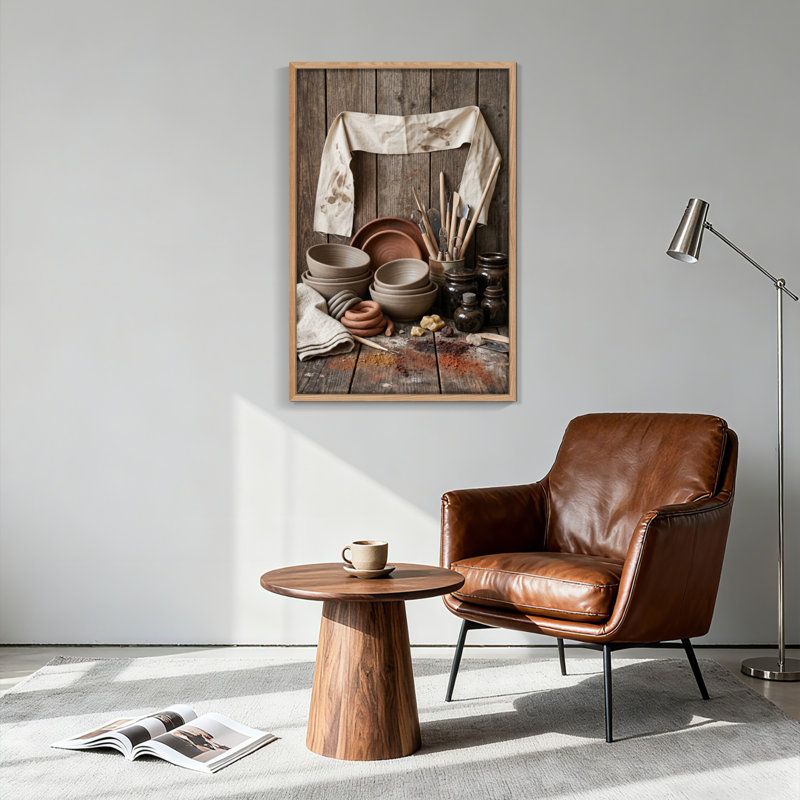 Ensemble d'une toile décorative rustique en céramique, H 30 po x l 20 po, Naturel