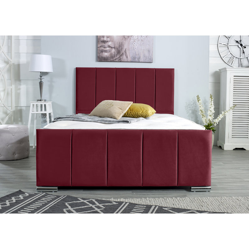 Rossing Upholstered Bed Frame, European Double (140 x 200cm), Maroon