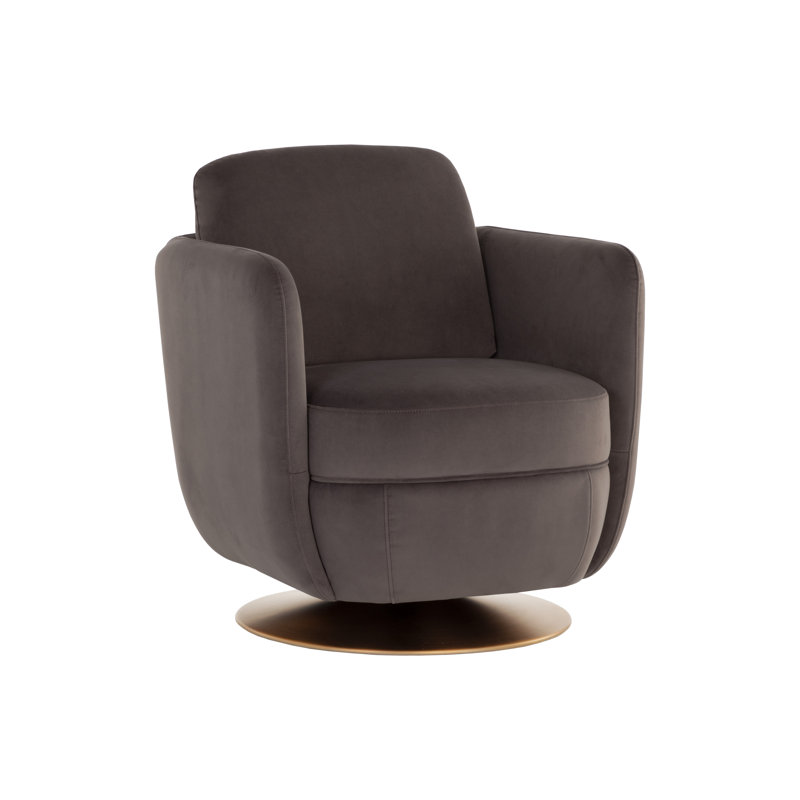 Swivel Lounge Chair, Gray Polyester
