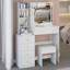 Coiffeuse Raga avec miroir coulissant à DEL, tabouret et rangement spacieux-1157350288