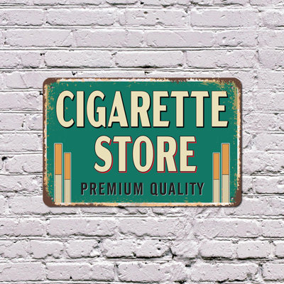 Enseigne de fantaisie en aluminium 12 po x 18 po Cigarette Store