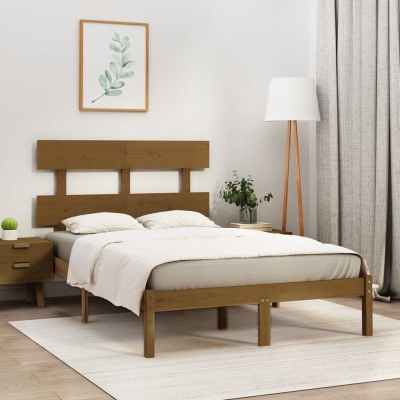 Bed Frame Solid Wood, white, 160 x 200 cm