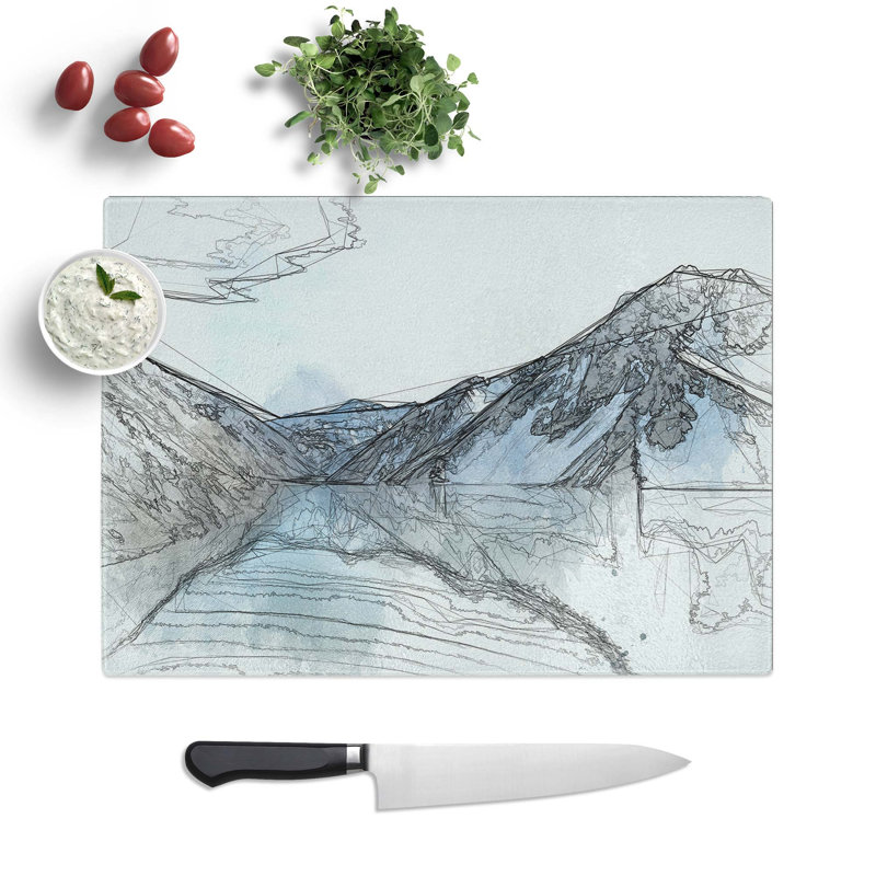 Glass El Yeso Dam Reservoir in Chile in Abstract Chopping Board, 39 cm W x 28.5 cm L