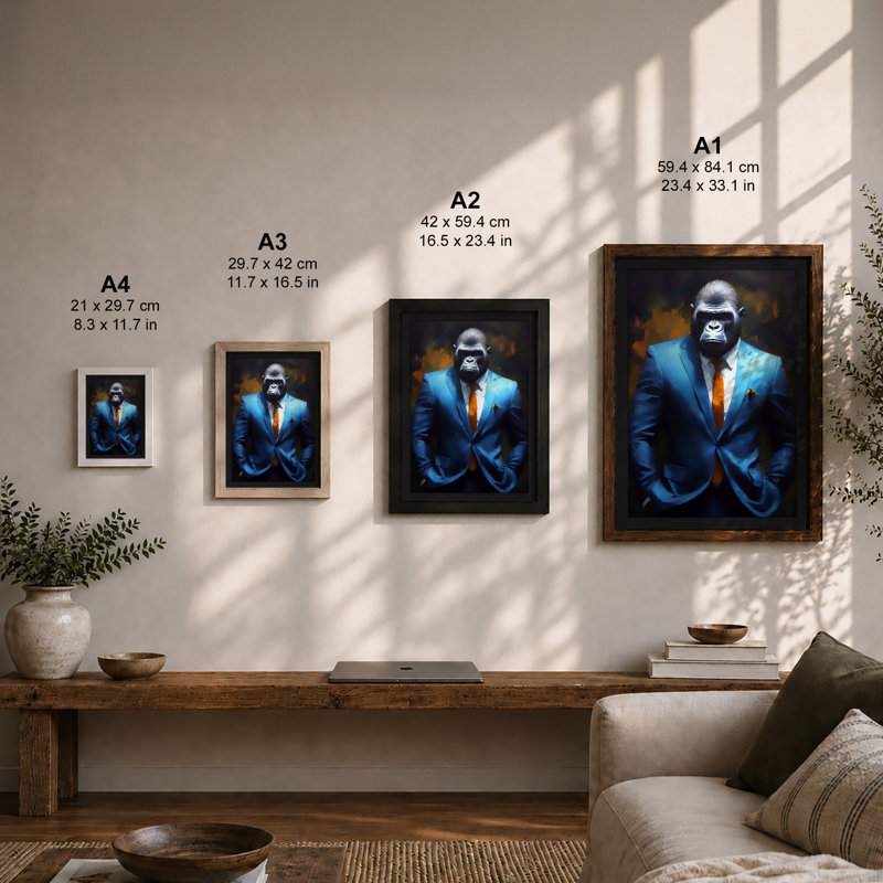 Dignified Primate Modern - Print, A3 - 42.0 x 29.7 cm, Walnut