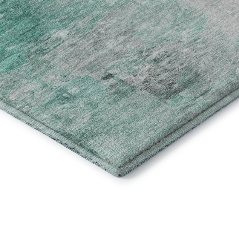 Tapis bleu sarcelle lavable à la machine de qualité supérieure 2 pi 6 po x 3 pi 10 po Cerrito AMF595