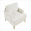 Fauteuil d'appoint de luxe, chenille rembourrée de finition beige avec pieds en métal doré brossé pour le salon