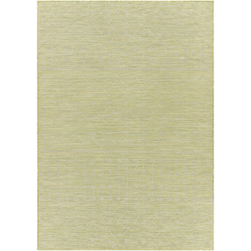Tapis intérieur / extérieur vert géométrique Isaha, Rectangle 5 pi 3 po x 7 pi