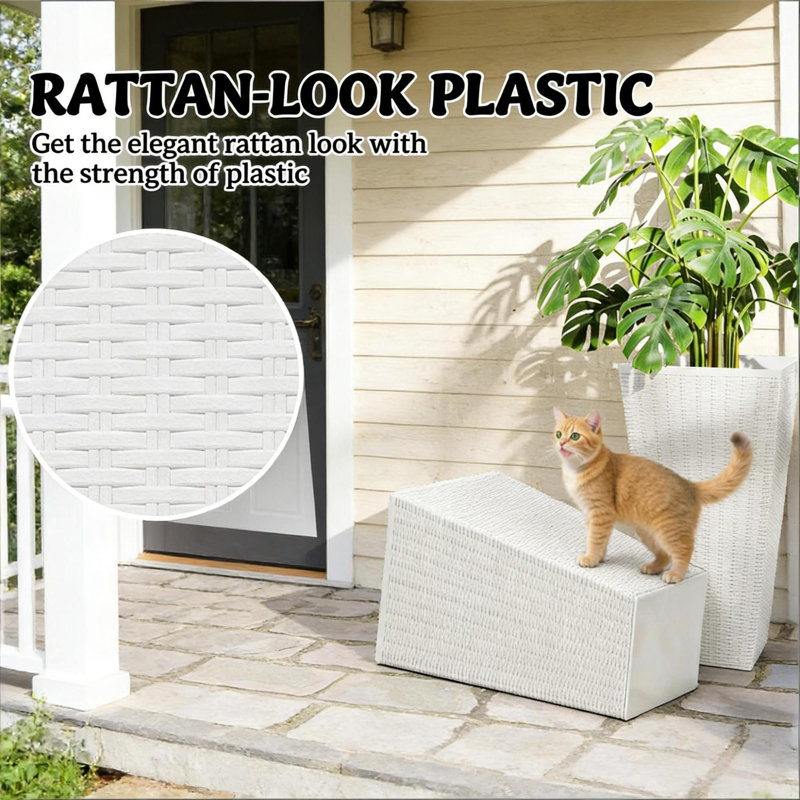 Ensemble de 3 jardinières blanches spacieuses en polyéthylène durable de style moderne boho pour patio et jardin