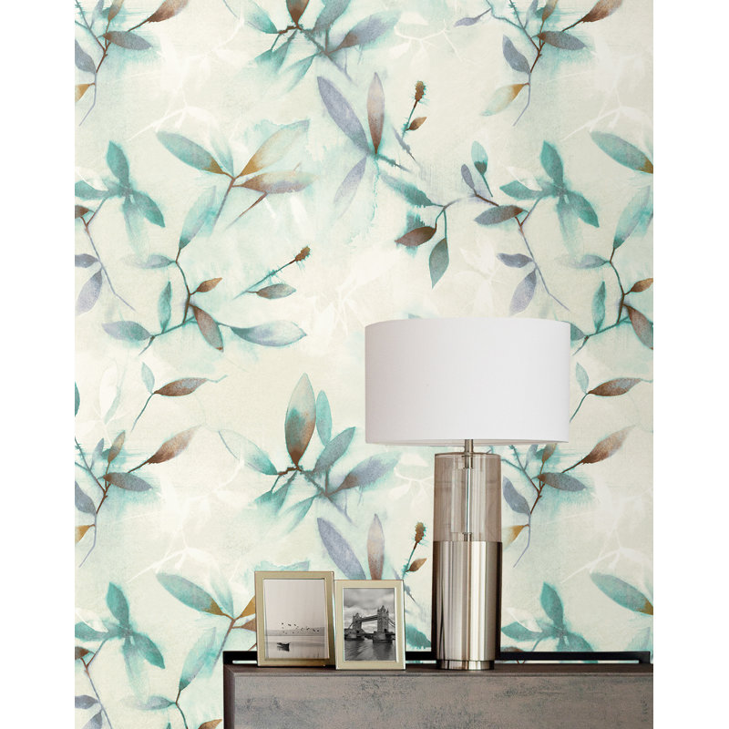 Papier peint non collé Seabrook Designs, Bleu sarcelle métallique / lavande