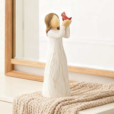 Angel Cardinal Memorial Figurine, Sympathy Bereavement Hope Table Decor Gift