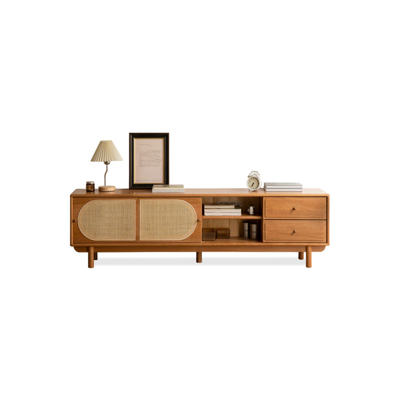 Meuble télé en rotin de style rétro, 70.87"