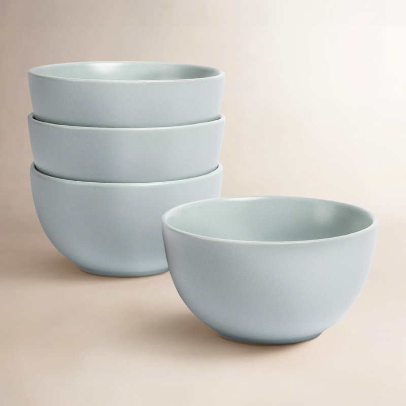 superposés bols en grès semi-finis à la main 9 oz, ensemble de 4, Bleu