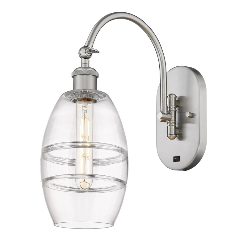 Dundrod Steel Armed Sconce, Clear, Brushed Satin Nickel