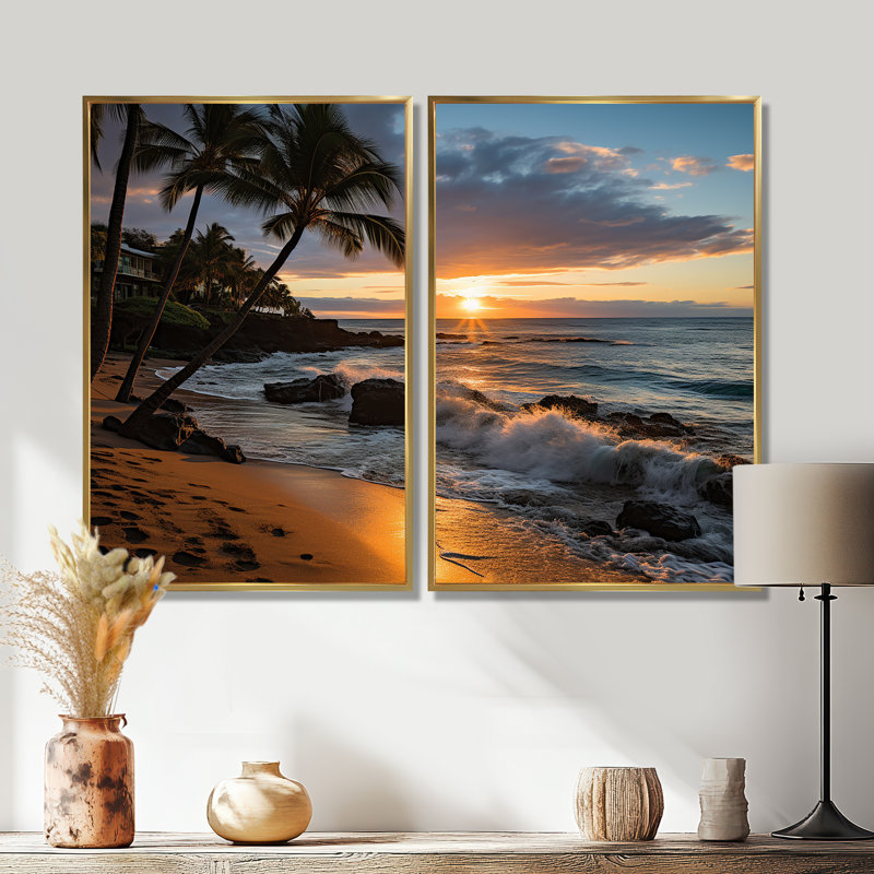 «Aloha Tropical Dreamscape I - Cityscapes Maui», art mural, H 36 po x l 48 po, Doré