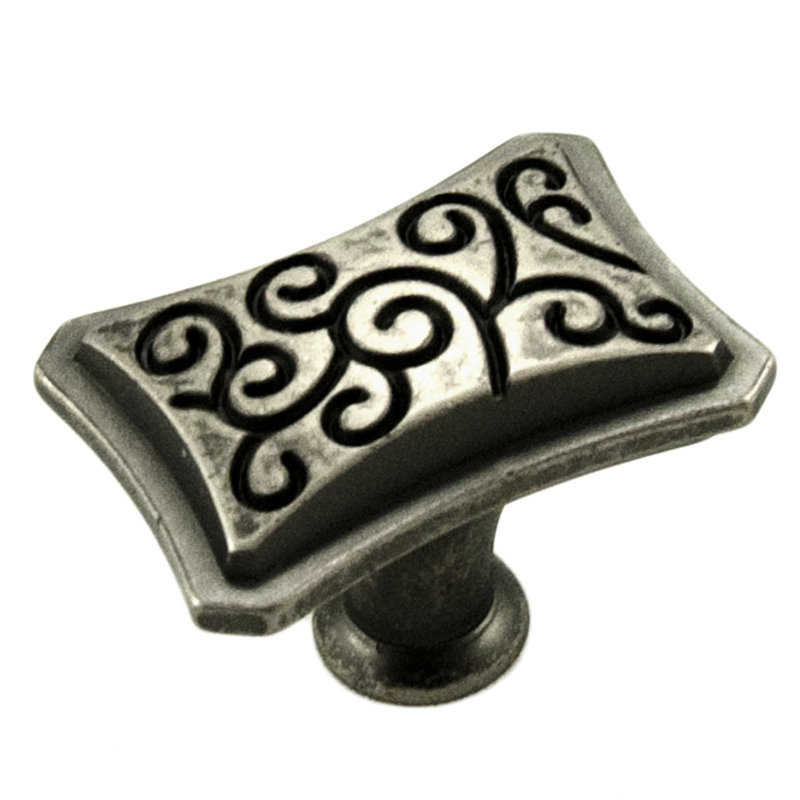 Palermo 1 5/8" Length Rectangle Knob, Weathered Nickel