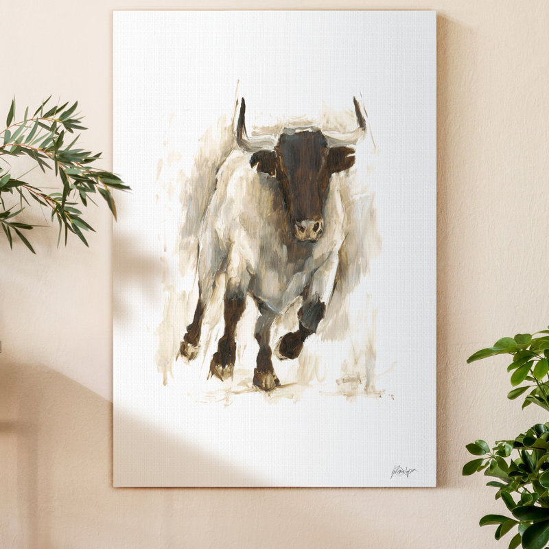 «Rustic Bull I», reproduction d'art sur toile tendue, H 48 po x l 32 po x P 1,5 po