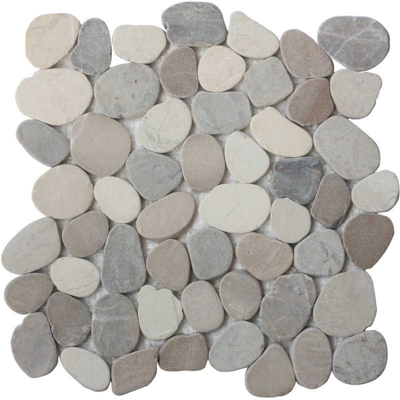 Random Sized Natural Stone Mosaic Tile in White