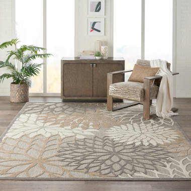 Zahir Tropical Floral Indoor/Outdoor Area Rug Cream/Gray/Black Beachcrest Home Rug Size: Rectangle 5' x 7