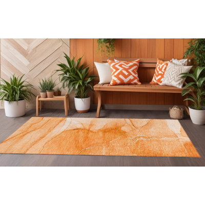 Tapis de couloir d'extérieur intérieur lavable abstrait 8 pi HomeRoots