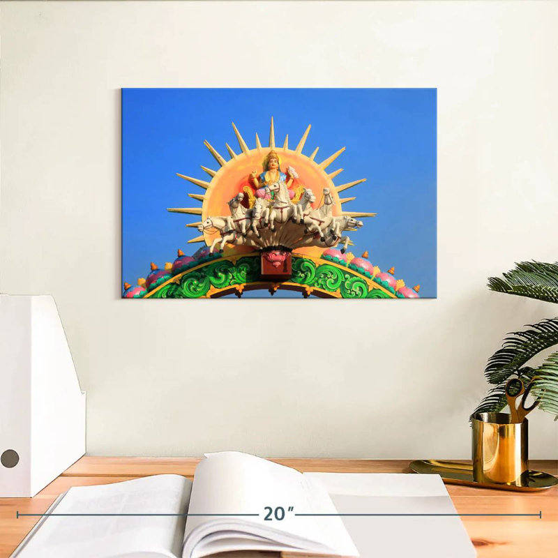 Divinité indienne Surya, H 8 po x l 12 po