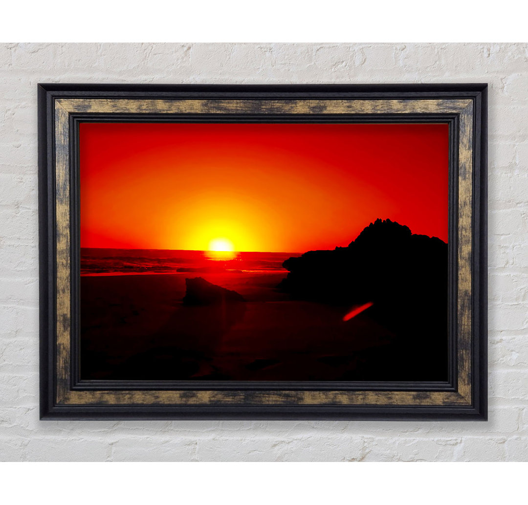 Red Rocky Ocean Sun Blaze - Einzelner Bilderrahmen Kunstdrucke