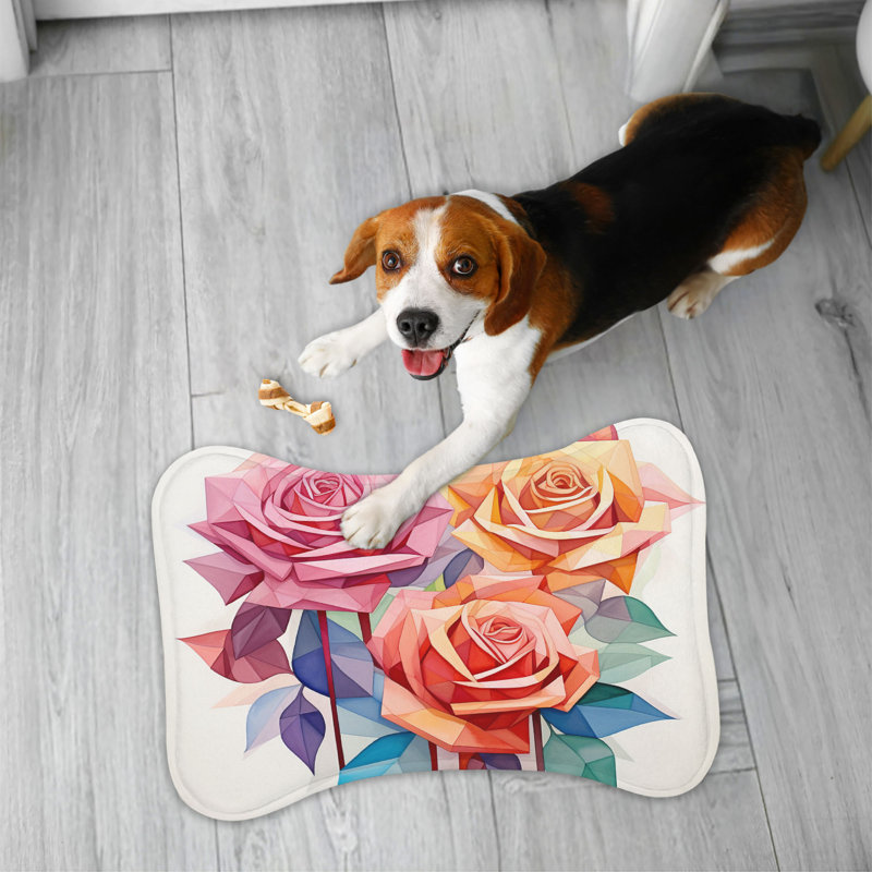 Floral Angles - 1 Piece Bone Shape Feeding Mat