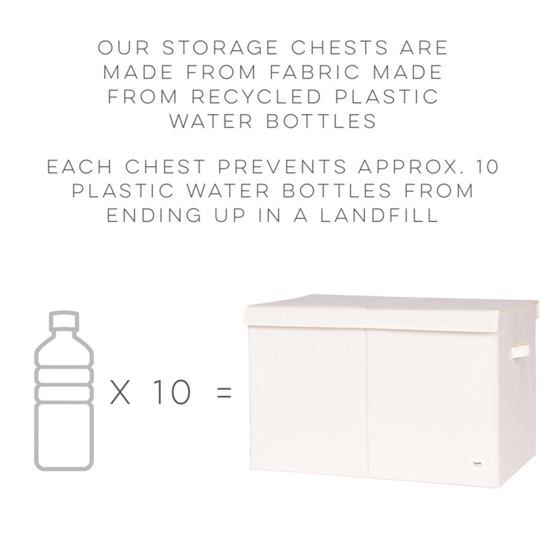 3 Sprouts - Recycled Fabric Storage Chest with Lid, Cream