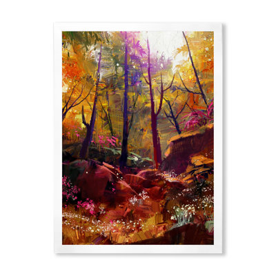 «Beautiful Autumn Forest with Sunlight», peinture sur toile