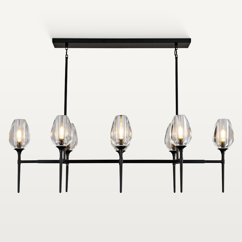 Michail 8-Lights Crystal Chandelier Pendant Ceiling Light for Dining Living Room, Matte Black