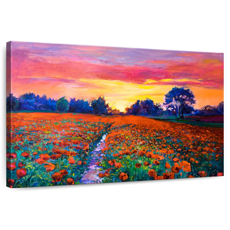 Alvord Red Poppy Flower Field, 34" H x 51" W