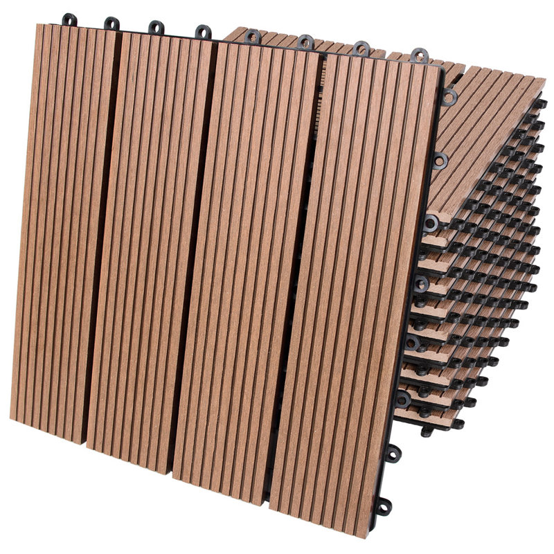 Piffard 30cm L x 30cm W Manufactured Wood Interlocking Deck Tile, Terracotta