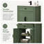 Meuble-lavabo sur pied de 70,2 cm (27,64 po) avec rangement, design moderne du milieu du siècle, armoire peinte en vert, lavabo en céramique et poignées en métal