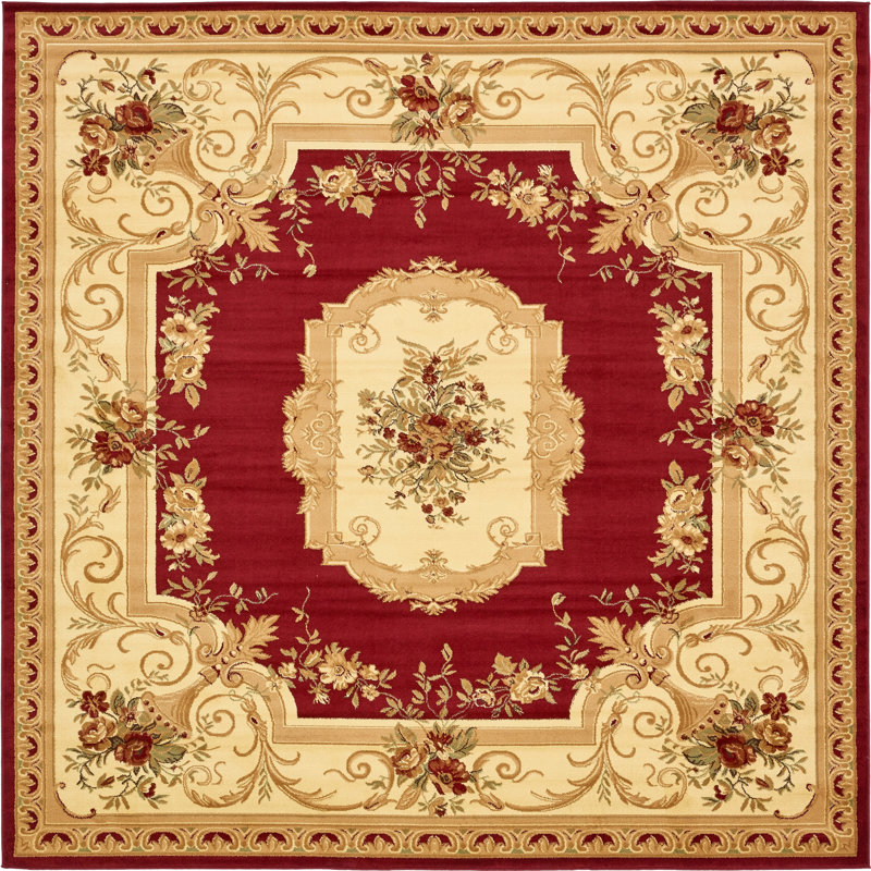 Debora Burgundy Area Rug, Burgundy, Square 7'1"