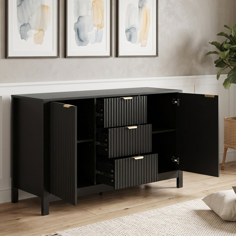 Buffet avec tiroirs et tablettes réglables, Noir