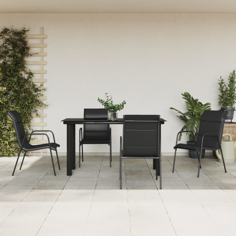 Gertrudt Patio Dining Set with Rectangular Table, 6, 63" L x 31.5" W x 29.1" H