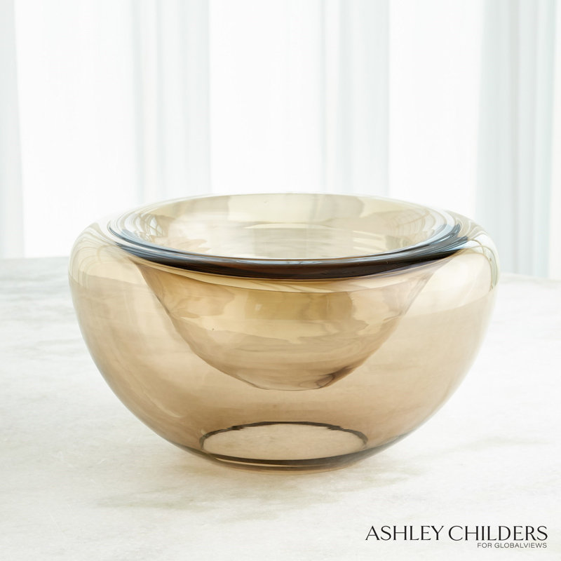 Double Take Bowl-Clear Seeded-Med, 7.75" H x 14.75" W x 14.75" D