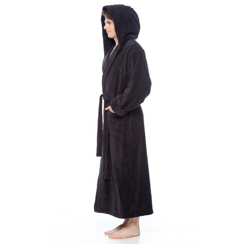 Peignoir à capuche mâle 100% coton avec capuche Bulloch, XL, Noir