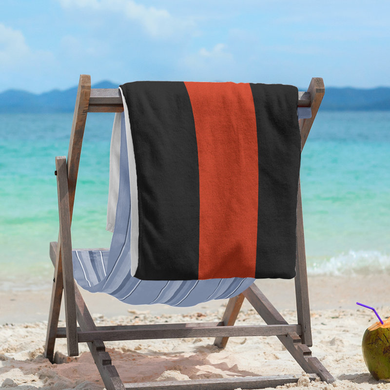 Vancouver Lightweight Beach Towel, Poly/Cotton, Black/Red/Black