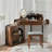 Corner Dresser with Mirror and LED Lights, Modern Dressing Set with Mirror and Stool, Brightness Adjustable Folding Mirror